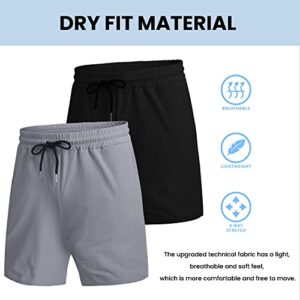 COOFANDY Men's 2 Pack Gym Workout Shorts 7 Inch Quick Dry Athletic Shorts Lightweight Running Shorts with Pockets