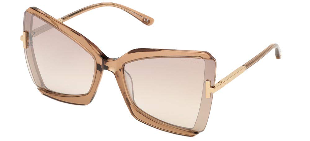 Tom Ford FT0766 Shiny Beige 57G FT0766 Butterfly Sunglasses Lens Category 2 Siz