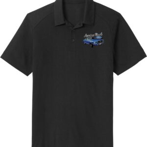 Ford Mustang American Muscle Pocket Print Wicking Polo, Black 3XL