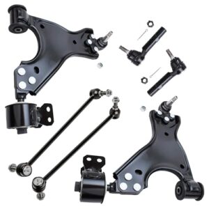 detroit axle - front 6pc suspension kit for 2008-2017 buick enclave chevy traverse 2007-2016 acadia saturn outlook 2 lower control arms with ball joints 2 sway bars 2 outer tie rods replacement
