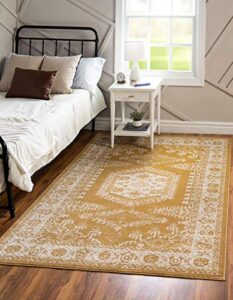 unique loom utopia collection area rug - larissa (9'x 12' 2" rectangle, gold/ ivory)