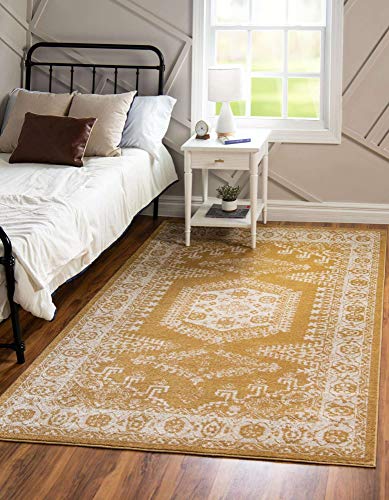 Unique Loom Utopia Collection Area Rug - Larissa (9'x 12' 2" Rectangle, Gold/ Ivory)