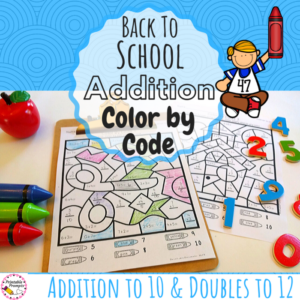 back to school color by number addition to 10