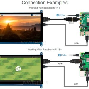 waveshare 7inch HDMI LCD IPS Capacitive Touch Screen 1024×600 Display Monitor for All Rev Raspberry Pi 4B/3B+/3B/2B/B+/A+/Zero,BeagleBone Black Windows 10/8.1/8/7