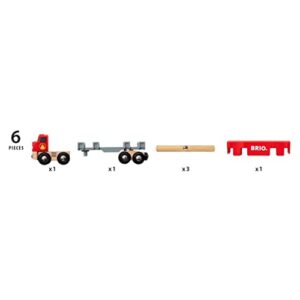 BRIO World 33657 - Lumber Truck - 6 Piece Wooden Toy Train for Kids Ages 3 and Up, Grey