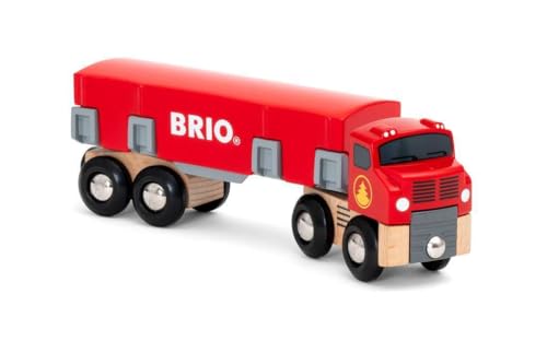 BRIO World 33657 - Lumber Truck - 6 Piece Wooden Toy Train for Kids Ages 3 and Up, Grey