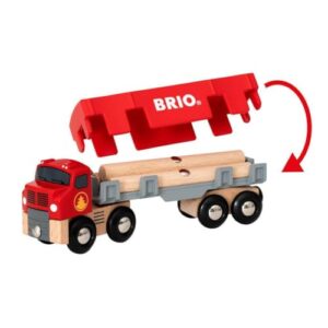 BRIO World 33657 - Lumber Truck - 6 Piece Wooden Toy Train for Kids Ages 3 and Up, Grey