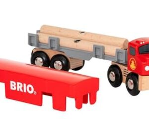 BRIO World 33657 - Lumber Truck - 6 Piece Wooden Toy Train for Kids Ages 3 and Up, Grey