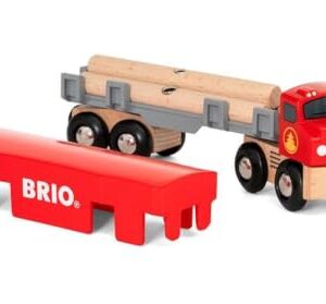 BRIO World 33657 - Lumber Truck - 6 Piece Wooden Toy Train for Kids Ages 3 and Up, Grey