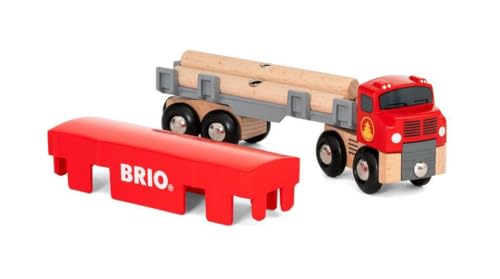 BRIO World 33657 - Lumber Truck - 6 Piece Wooden Toy Train for Kids Ages 3 and Up, Grey