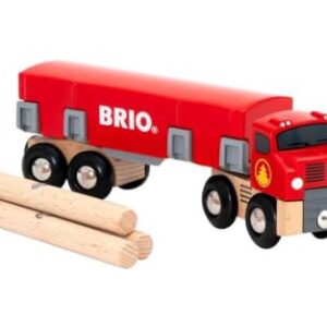 BRIO World 33657 - Lumber Truck - 6 Piece Wooden Toy Train for Kids Ages 3 and Up, Grey