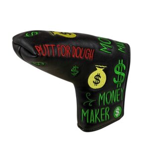 foretra putt for dough - money maker black golf putter headcover quality pu leather magnetic closure for blade style putters