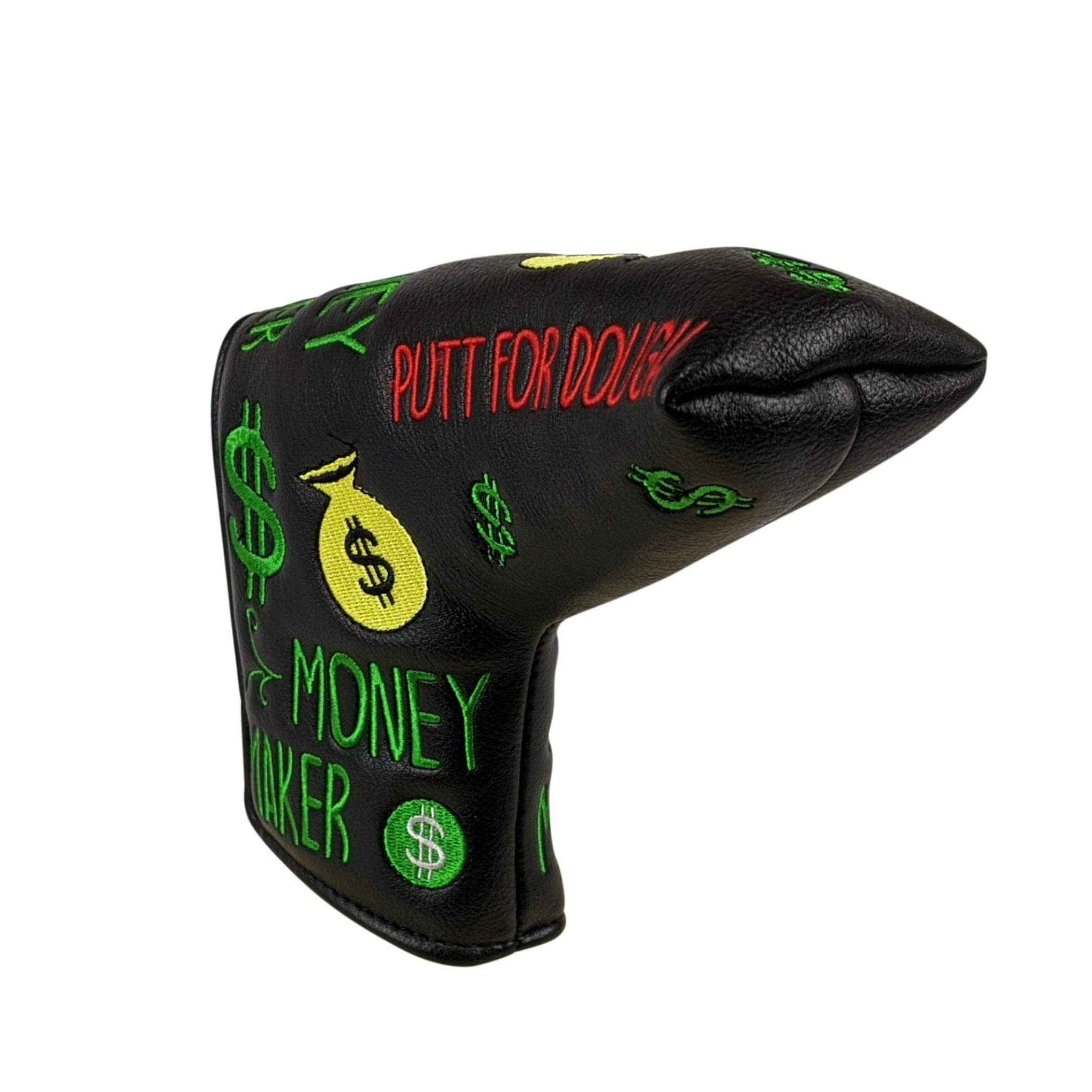 Foretra Putt for Dough - Money Maker Black Golf Putter Headcover Quality PU Leather Magnetic Closure for Blade Style Putters