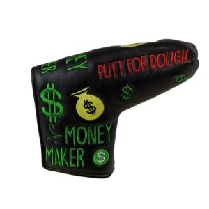 Foretra Putt for Dough - Money Maker Black Golf Putter Headcover Quality PU Leather Magnetic Closure for Blade Style Putters