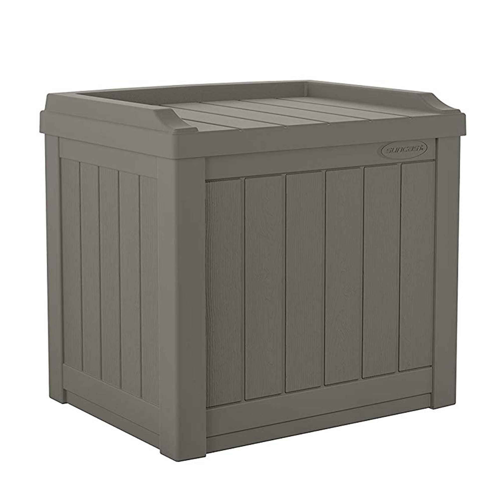 Suncast 22 Gallon Indoor or Outdoor Backyard Patio Small Storage Deck Box with Attractive Bench Seat and Reinforced Lid, Stone (4 Pack)