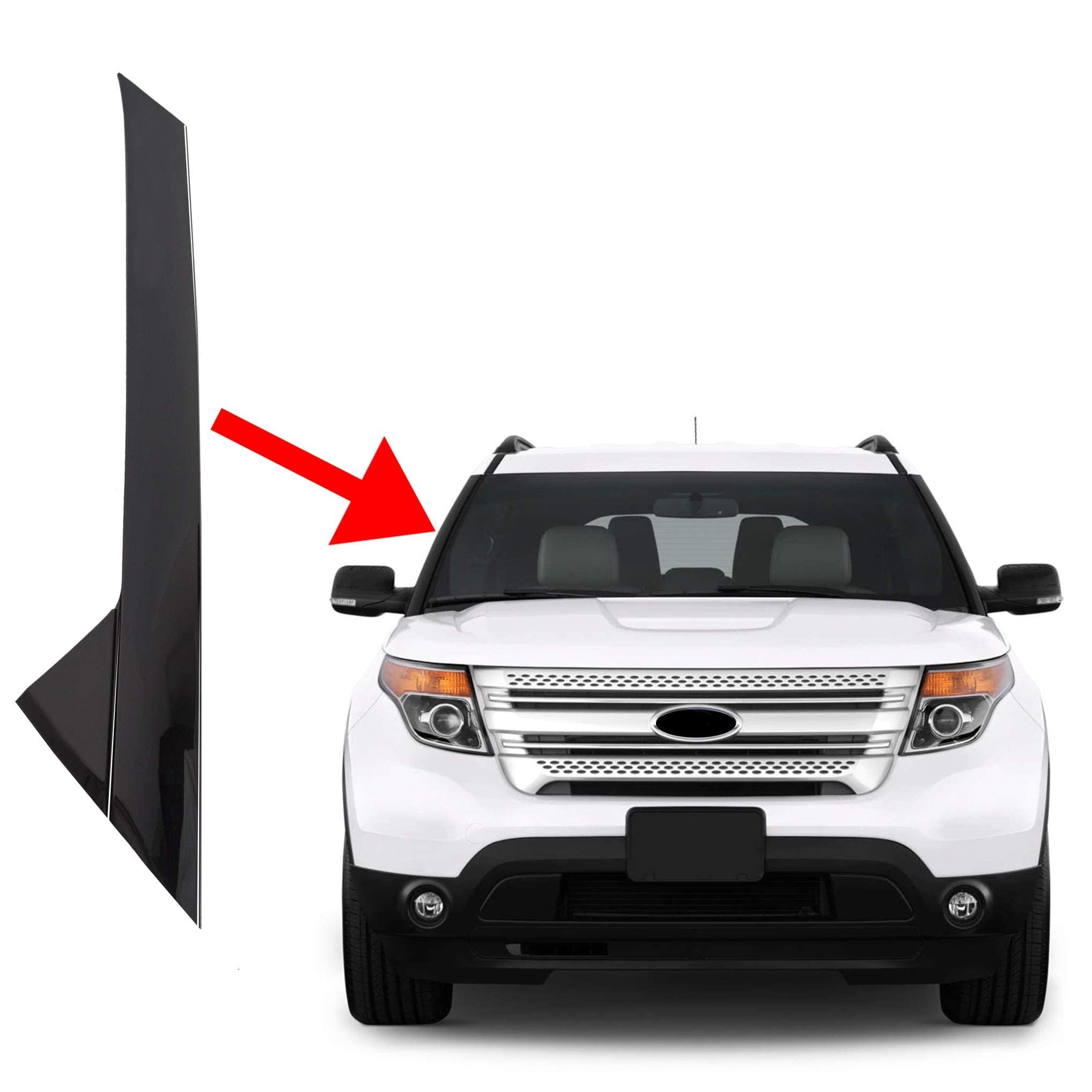 KUAFU A-Pillar Molding Windshield Outer Trim Compatible with 2011-2019 Ford Explorer 4 Door Utility Replacement for BB5Z7803136AA BB5Z-7803136-AB