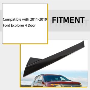 KUAFU A-Pillar Molding Windshield Outer Trim Compatible with 2011-2019 Ford Explorer 4 Door Utility Replacement for BB5Z7803136AA BB5Z-7803136-AB