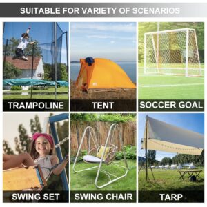 Eurmax USA Trampoline Stakes Trampoline Anchors High Wind Heavy Duty Corkscrew Shape Steel Tent Stakes Trampoline Tie Downs Anchor Kit with T Hook for Trampoline - Set of 4 Bonus 4 Strong Belt,Silver