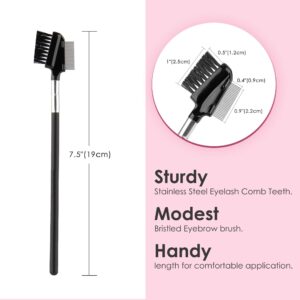 Chrontier Eyelash Brush Eyebrow Brush Spoolie Brush Eyelash Resuable Dual Comb Stainless Steel Teeth Mascara Applicator Makeup Tool Eyebrow Eyelash for Women