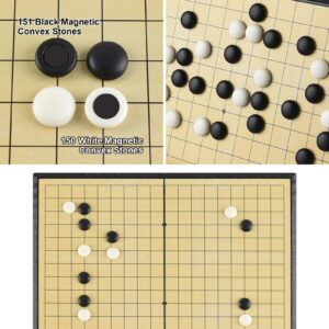 Magnetic Go Game Set 19x19 Chinese Chess Set Portable with Magnetic Plastic Stones Portable and Travel Ready Set (15 Inch)