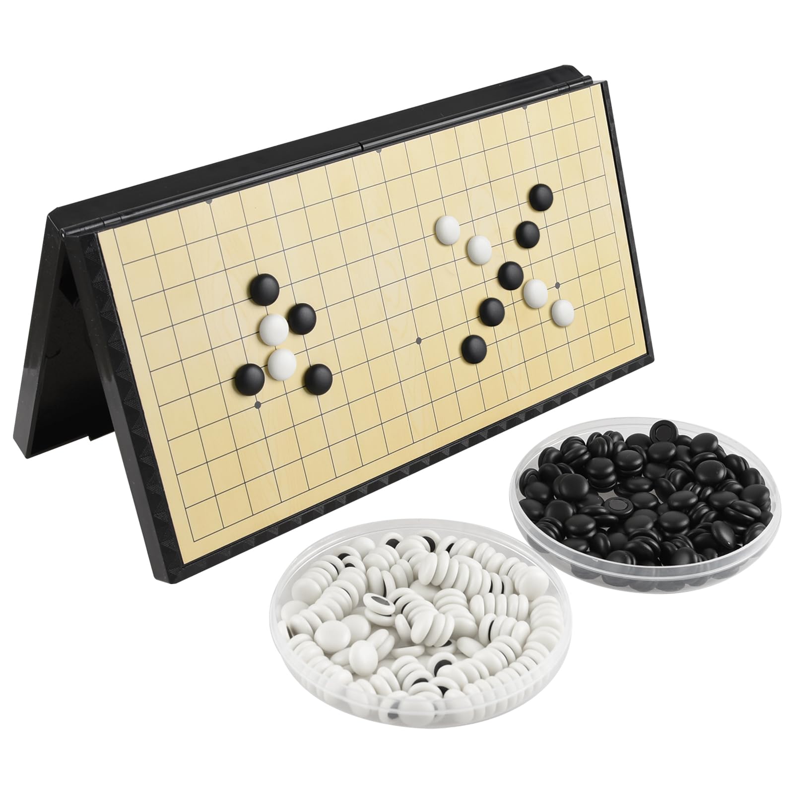 Magnetic Go Game Set 19x19 Chinese Chess Set Portable with Magnetic Plastic Stones Portable and Travel Ready Set (15 Inch)