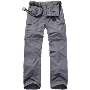 mens hiking pants quick dry lightweight fishing pants convertible zip off cargo work pants trousers #6055,grey,36