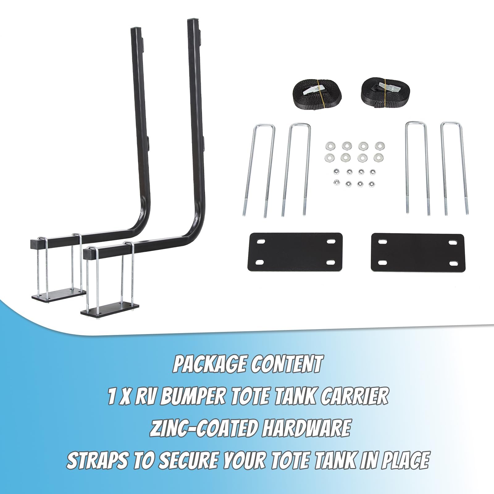 JMTAAT New RV Bumper Rack Mount Tote Tank Carrier Secure Tank in Place Compatible with 15, 21, 28, and 36 Gallons Rhino Tote Tank