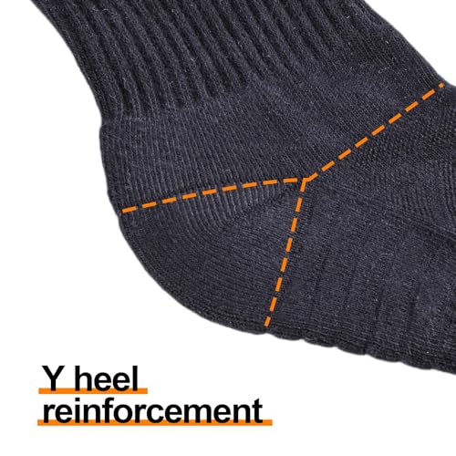 YUEDGE Men's Grey Performance Training Athletic Socks Moisture Wicking Cotton Cushioned Crew Socks for Men 10-13, 5 Pairs/PacK