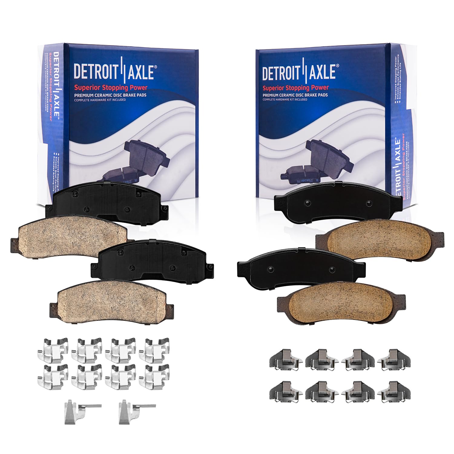 Detroit Axle - Brake Pads for DRW 2005-2012 Ford F-250 F-350 Super Duty Ceramic Brake Pads 2006 2007 2008 2009 2010 2011 Replacement Brakes Front & Rear