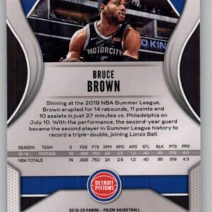 2019-20 Prizm NBA #97 Bruce Brown Detroit Pistons Official Panini Basketball Trading Card