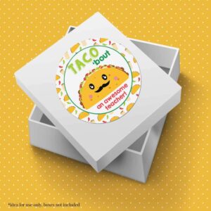 Taco ‘Bout an Awesome Teacher Appreciation Thank You Sticker Labels, 40 2" Party Circle Stickers by AmandaCreation, Great for Envelope Seals & Gift Bags