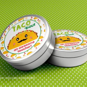 Taco ‘Bout an Awesome Teacher Appreciation Thank You Sticker Labels, 40 2" Party Circle Stickers by AmandaCreation, Great for Envelope Seals & Gift Bags