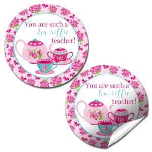 tea themed terrific teacher appreciation thank you sticker labels, 40 2" party circle stickers by amandacreation, great for envelope seals & gift bags
