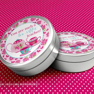 Tea Themed Terrific Teacher Appreciation Thank You Sticker Labels, 40 2" Party Circle Stickers by AmandaCreation, Great for Envelope Seals & Gift Bags