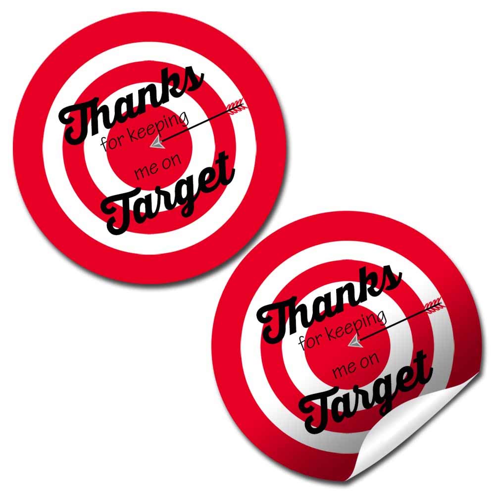 Keeping Me On Target Teacher Appreciation Thank You Sticker Labels, 40 2" Party Circle Stickers by AmandaCreation, Great for Envelope Seals & Gift Bags