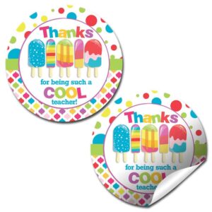 you’re a cool teacher popsicle themed teacher appreciation thank you sticker labels, 40 2" party circle stickers by amandacreation, great for envelope seals & gift bags
