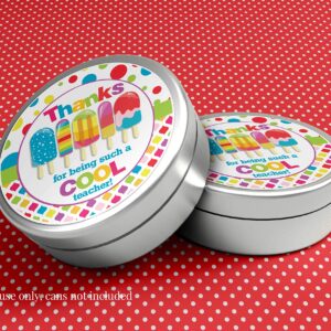 You’re A Cool Teacher Popsicle Themed Teacher Appreciation Thank You Sticker Labels, 40 2" Party Circle Stickers by AmandaCreation, Great for Envelope Seals & Gift Bags