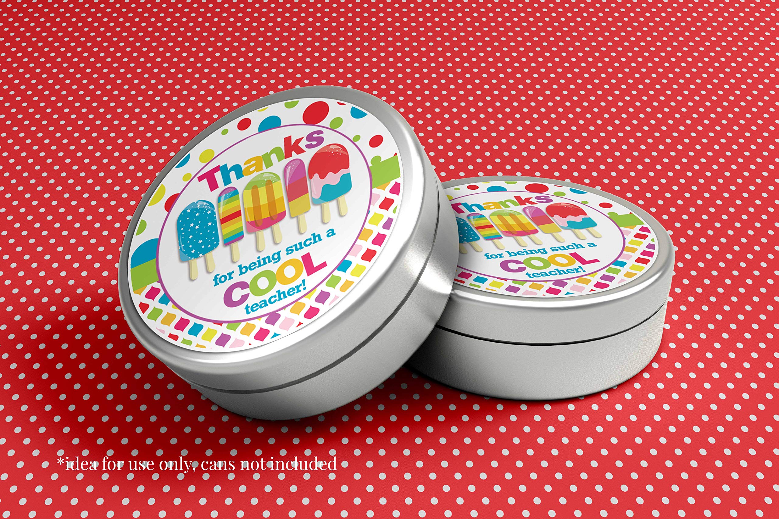 You’re A Cool Teacher Popsicle Themed Teacher Appreciation Thank You Sticker Labels, 40 2" Party Circle Stickers by AmandaCreation, Great for Envelope Seals & Gift Bags