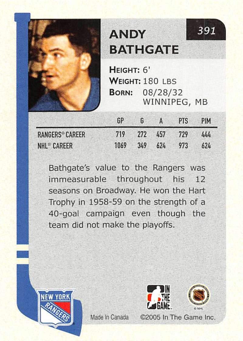 2004-05 In The Game Franchises US East #391 Andy Bathgate NM-MT New York Rangers Official ITG NHL Hockey Card