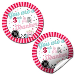 you’re a star movie themed teacher appreciation thank you sticker labels, 40 2" party circle stickers by amandacreation, great for envelope seals & gift bags