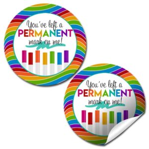 left a permanent mark art themed teacher appreciation thank you sticker labels, 40 2" party circle stickers by amandacreation, great for envelope seals & gift bags