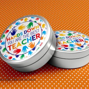 You’re The Best Teacher Handprint Themed Appreciation Thank You Sticker Labels, 40 2" Party Circle Stickers by AmandaCreation, Great for Envelope Seals & Gift Bags