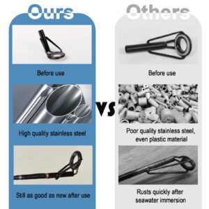 9KM DWLIFE Fishing Rod Tip Repair Kit 35pcs, Black Stainless Steel, Wear Resistant Ceramic Ring, Guide Replacement