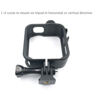 Housing Frame for GoPro Max Black Protective Shell Cage Mount Accessories with Quick Pull Movable Socket and Screw (Black)