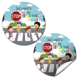 Stop to Say Thanks Traffic Themed School Crossing Guard Appreciation Thank You Sticker Labels, 40 2" Party Circle Stickers by AmandaCreation, Great for Envelope Seals & Gift Bags