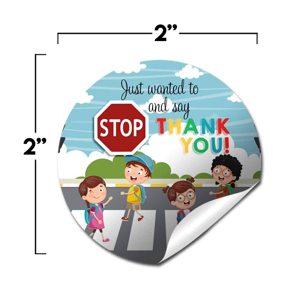 Stop to Say Thanks Traffic Themed School Crossing Guard Appreciation Thank You Sticker Labels, 40 2" Party Circle Stickers by AmandaCreation, Great for Envelope Seals & Gift Bags