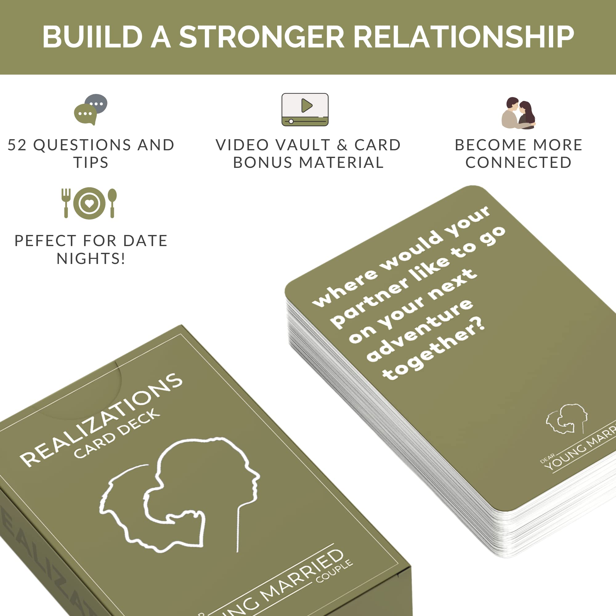 REALIZATIONS - Card Deck - Fun Game for Couples - 52 Questions to See How Well You Know Your Partner – Dating and Engaged Couples Gift – Conversation Starter