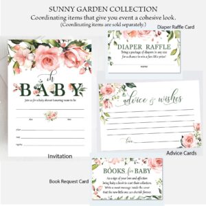 Set of 50 Pink Floral Watercolor Diaper Raffle Cards, Diaper Raffle Cards for Baby Shower, Diaper Raffle Tickets for Girl