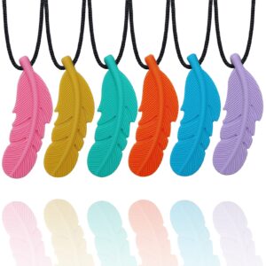 chew necklaces for sensory adult and kids, silicone feather chewy necklace for autism, adhd, chewing, oral motor therapy tools for mild chewers