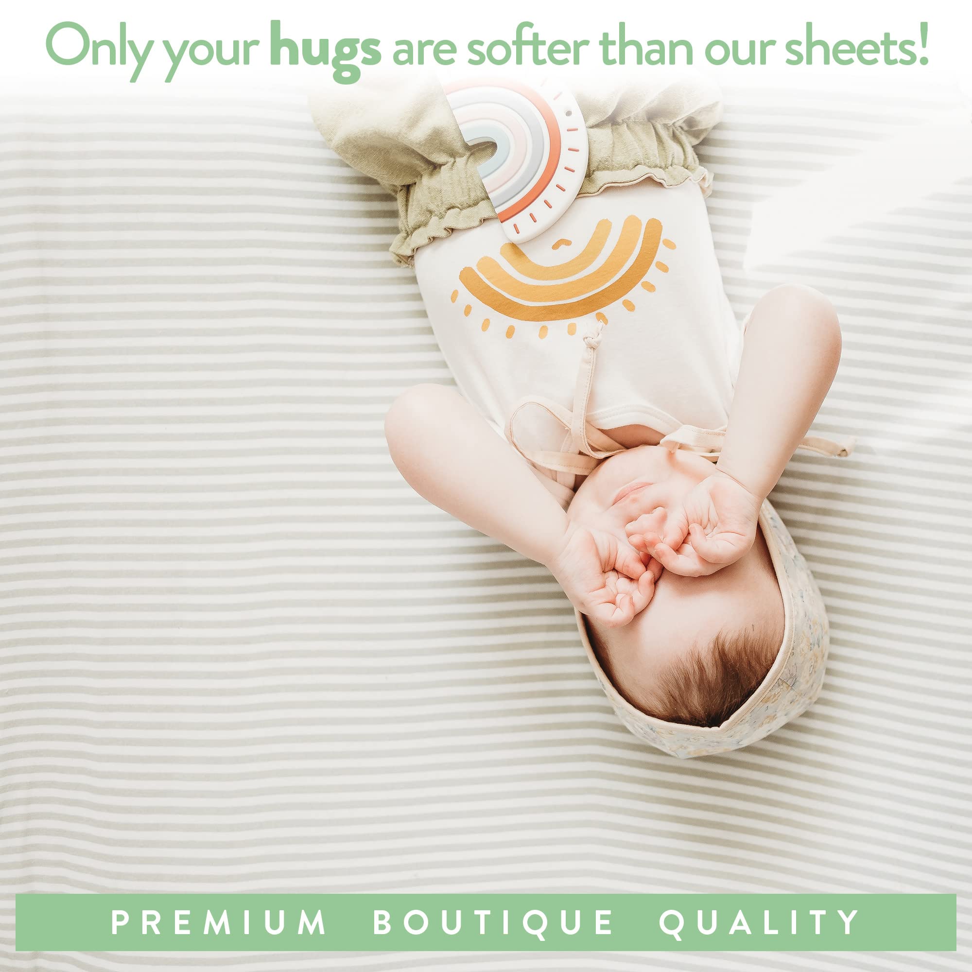 Travel Crib Fitted Sheets Compatible With Guava Lotus, Baby Bjorn, Dream on Me Travel Crib Light Playard – Fits Perfectly on 24 x 42” Mattress Without Bunching Up – Snuggly Soft Jersey Cotton – 2 Pack